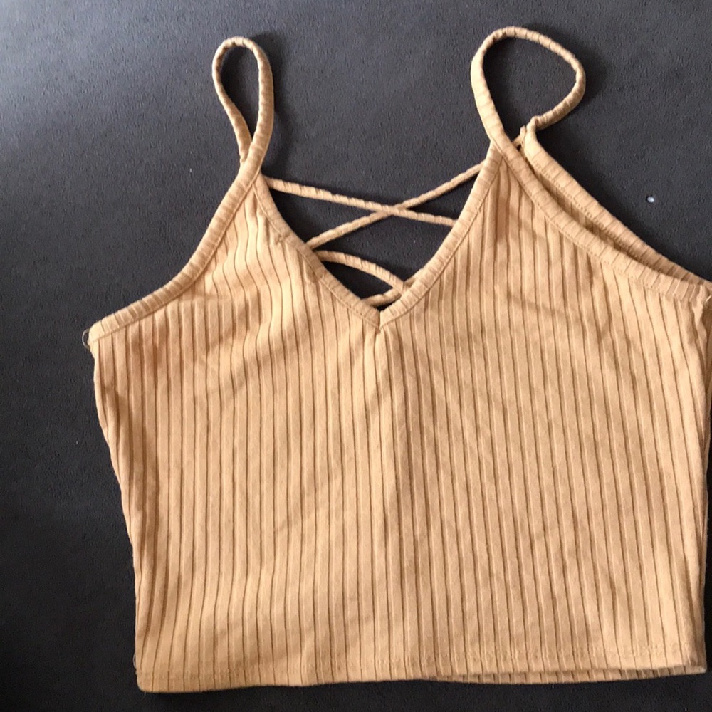 Gold cropped ribbed tank